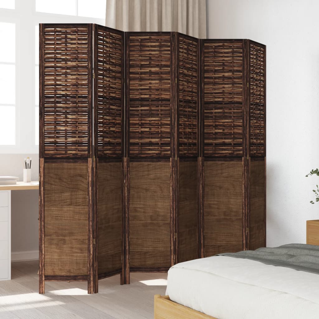 8721012074118_g_en_hd_1 vidaXL Room Divider 6 Panels Dark Brown Solid Wood Paulownia - Image 3