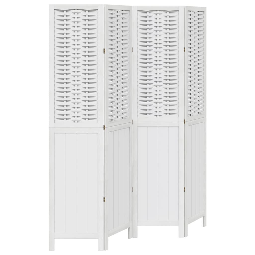 8721012074187_a_en_hd_1 vidaXL Room Divider 4 Panels White Solid Wood Paulownia - Image 2