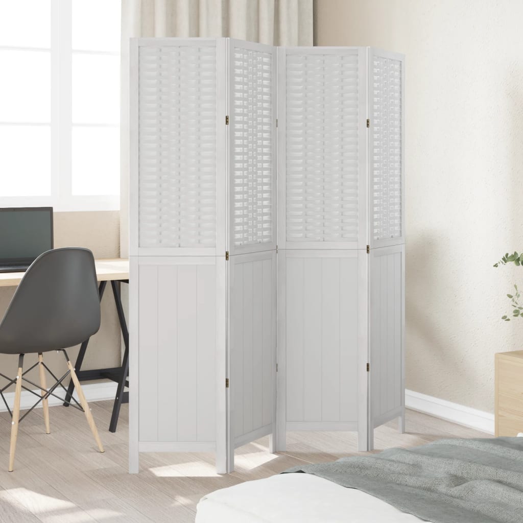 8721012074187_g_en_hd_1 vidaXL Room Divider 4 Panels White Solid Wood Paulownia - Image 3