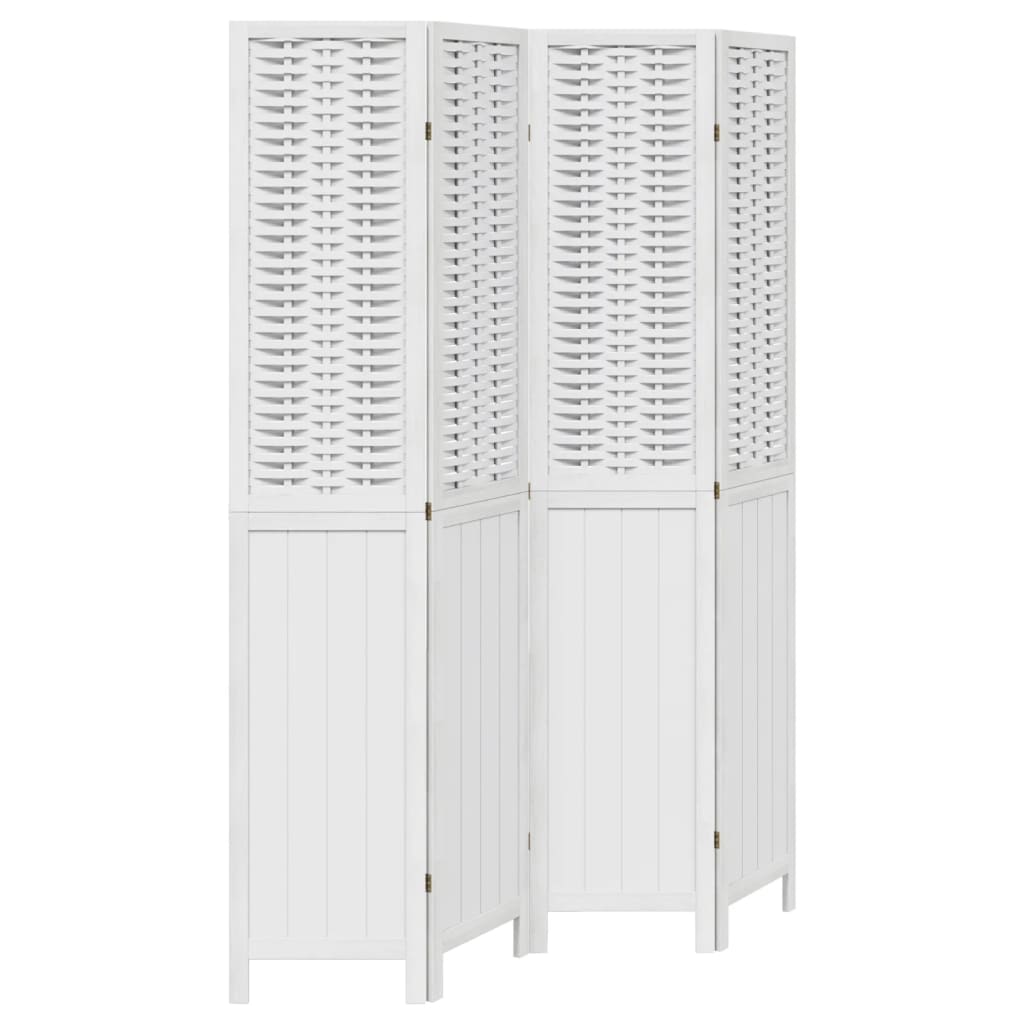 8721012074194_a_en_hd_1 vidaXL Room Divider 4 Panels White Solid Wood Paulownia - Image 2