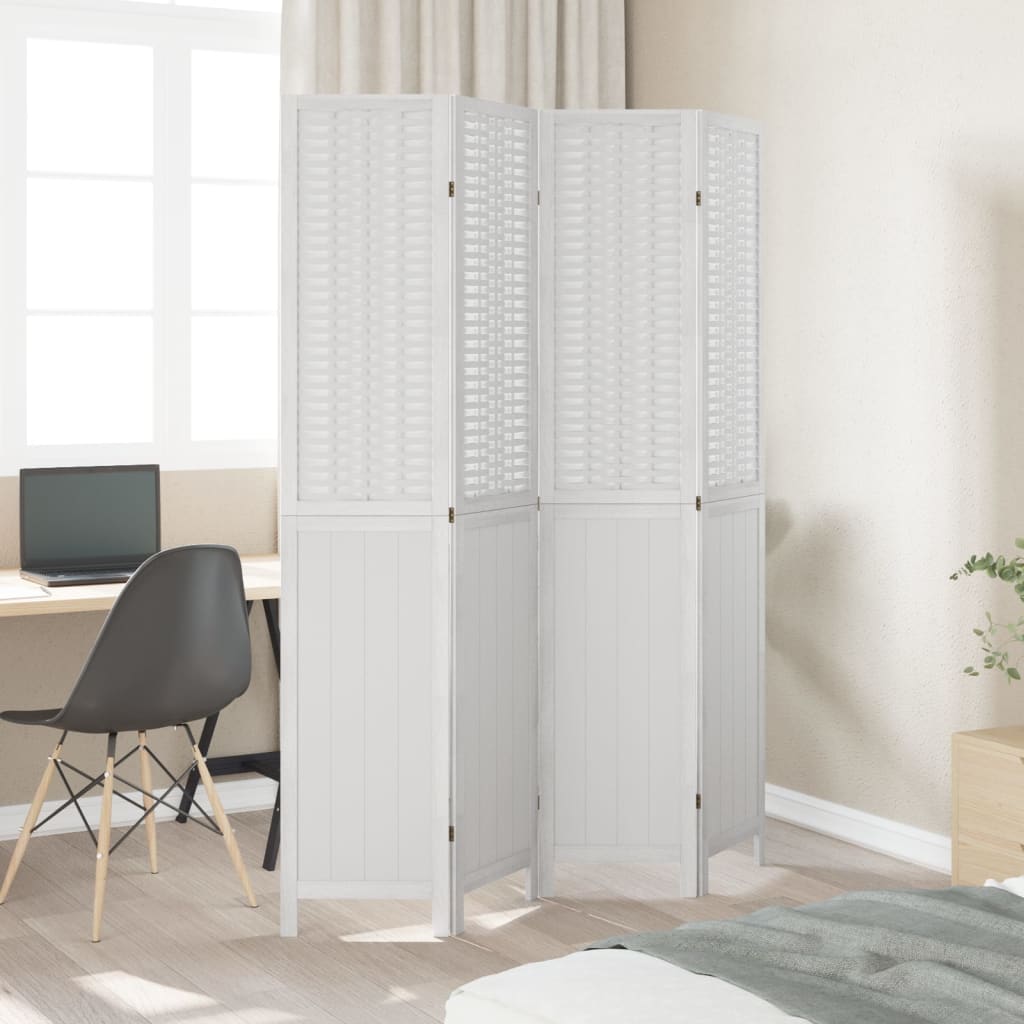 8721012074194_g_en_hd_1 vidaXL Room Divider 4 Panels White Solid Wood Paulownia - Image 3