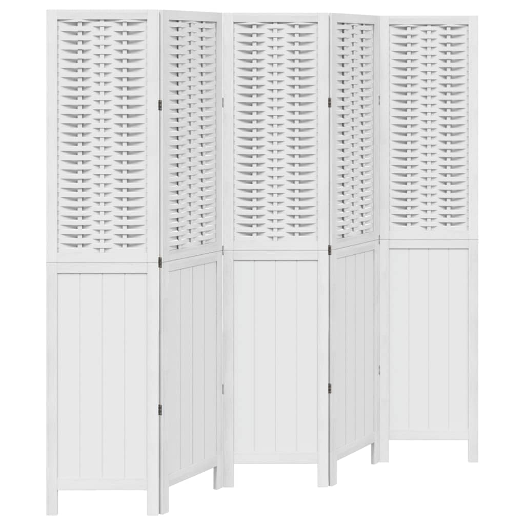 8721012074224_a_en_hd_1 vidaXL Room Divider 5 Panels White Solid Wood Paulownia - Image 2