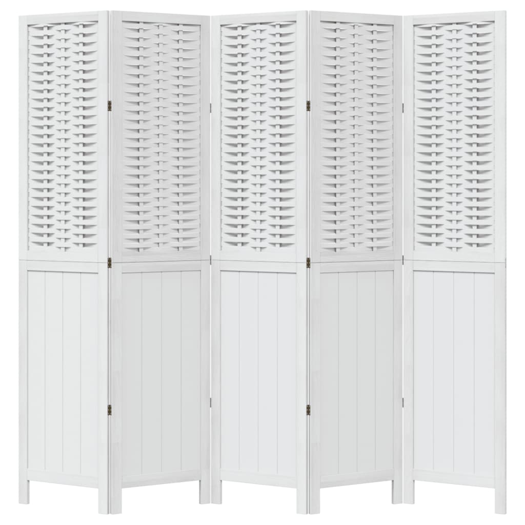 8721012074224_g_en_hd_2 vidaXL Room Divider 5 Panels White Solid Wood Paulownia - Image 4