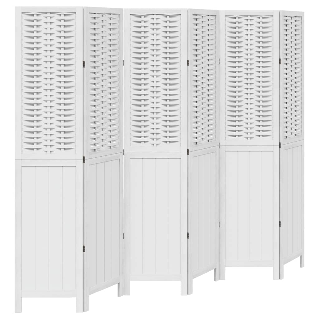 8721012074262_a_en_hd_1 vidaXL Room Divider 6 Panels White Solid Wood Paulownia - Image 2