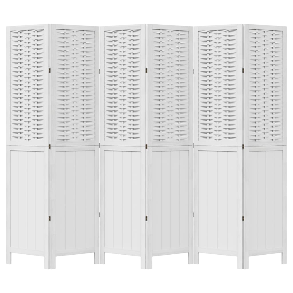 8721012074262_g_en_hd_2 vidaXL Room Divider 6 Panels White Solid Wood Paulownia - Image 4