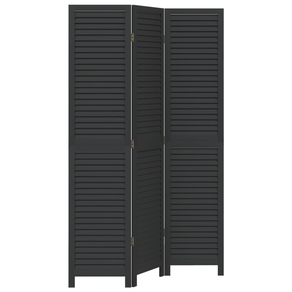 8721012075429_a_en_hd_1 vidaXL Room Divider 3 Panels Black Solid Wood Paulownia - Image 2