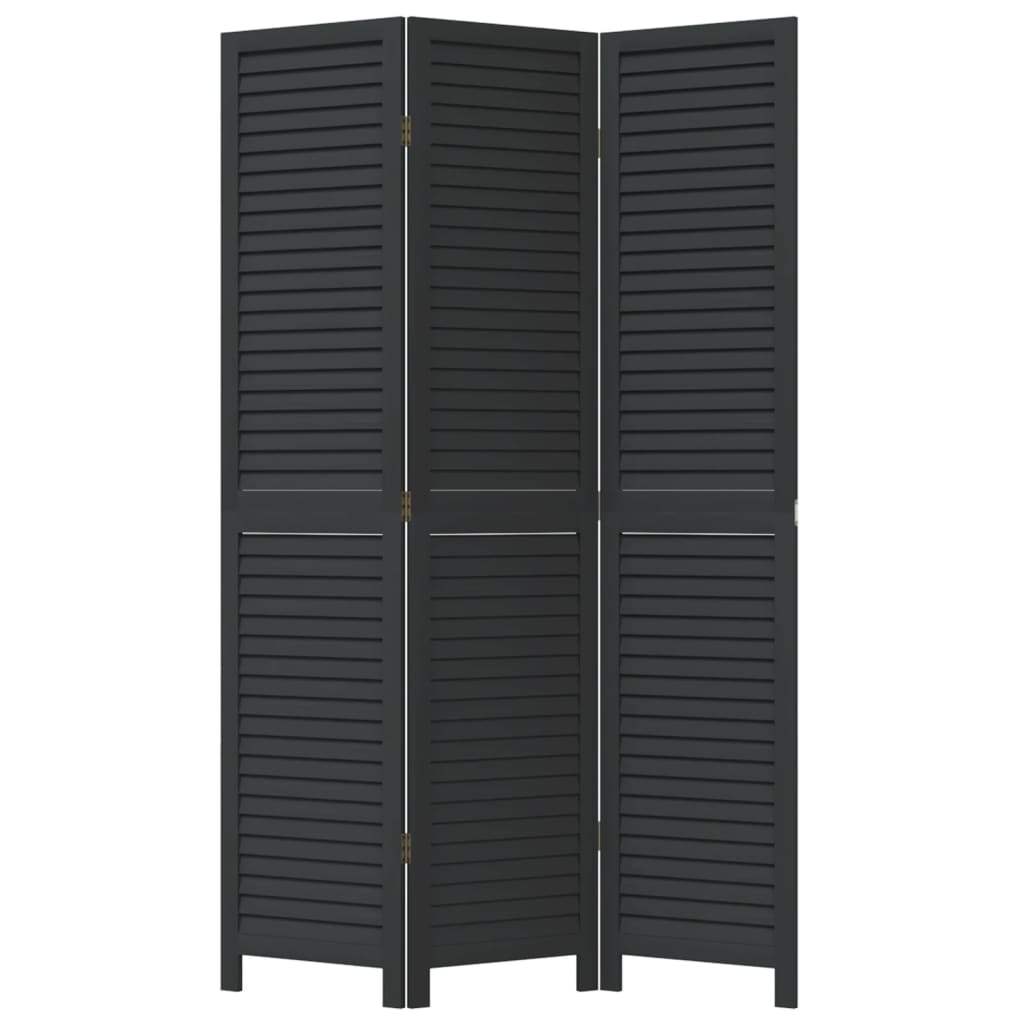 8721012075429_g_en_hd_2 vidaXL Room Divider 3 Panels Black Solid Wood Paulownia - Image 4