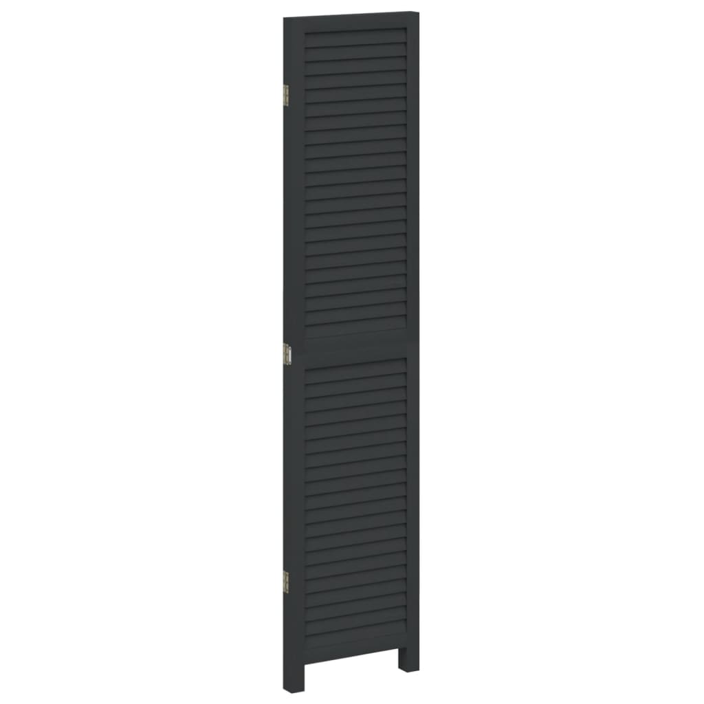 8721012075429_g_en_hd_3 vidaXL Room Divider 3 Panels Black Solid Wood Paulownia - Image 5