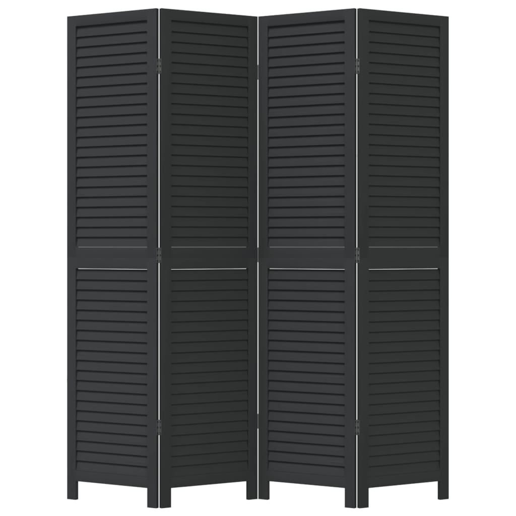 8721012075467_g_en_hd_2 vidaXL Room Divider 4 Panels Black Solid Wood Paulownia - Image 4