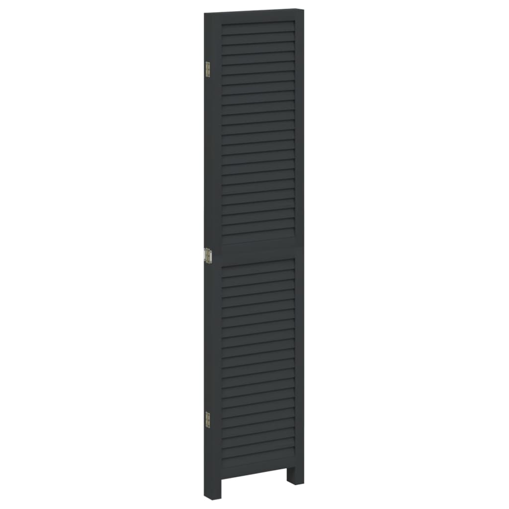 8721012075467_g_en_hd_3 vidaXL Room Divider 4 Panels Black Solid Wood Paulownia - Image 5