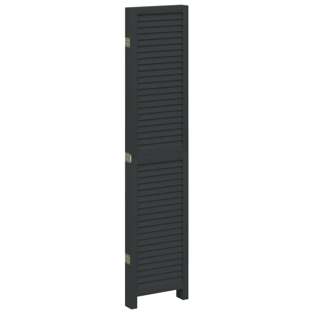 8721012075504_g_en_hd_3 vidaXL Room Divider 5 Panels Black Solid Wood Paulownia - Image 5