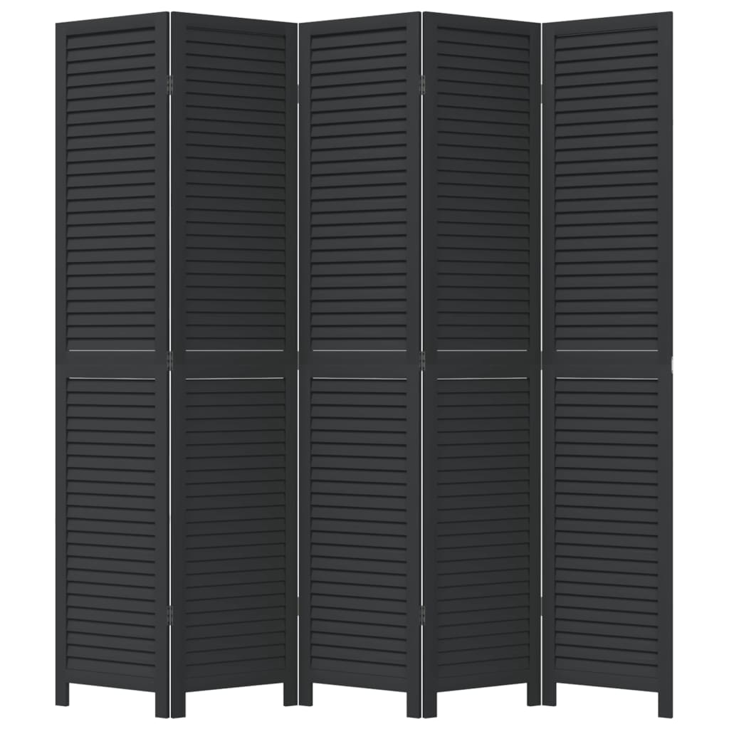 8721012075511_g_en_hd_2 vidaXL Room Divider 5 Panels Black Solid Wood Paulownia - Image 4