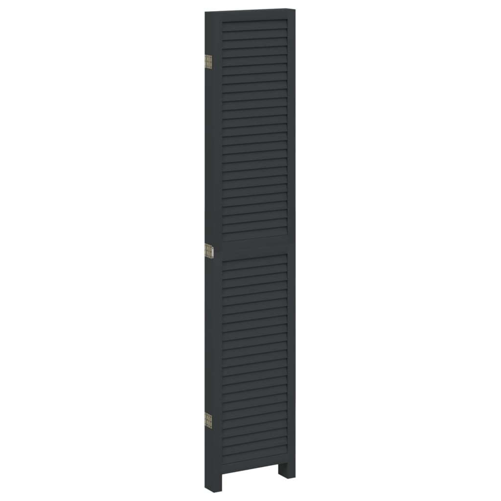 8721012075511_g_en_hd_3 vidaXL Room Divider 5 Panels Black Solid Wood Paulownia - Image 5