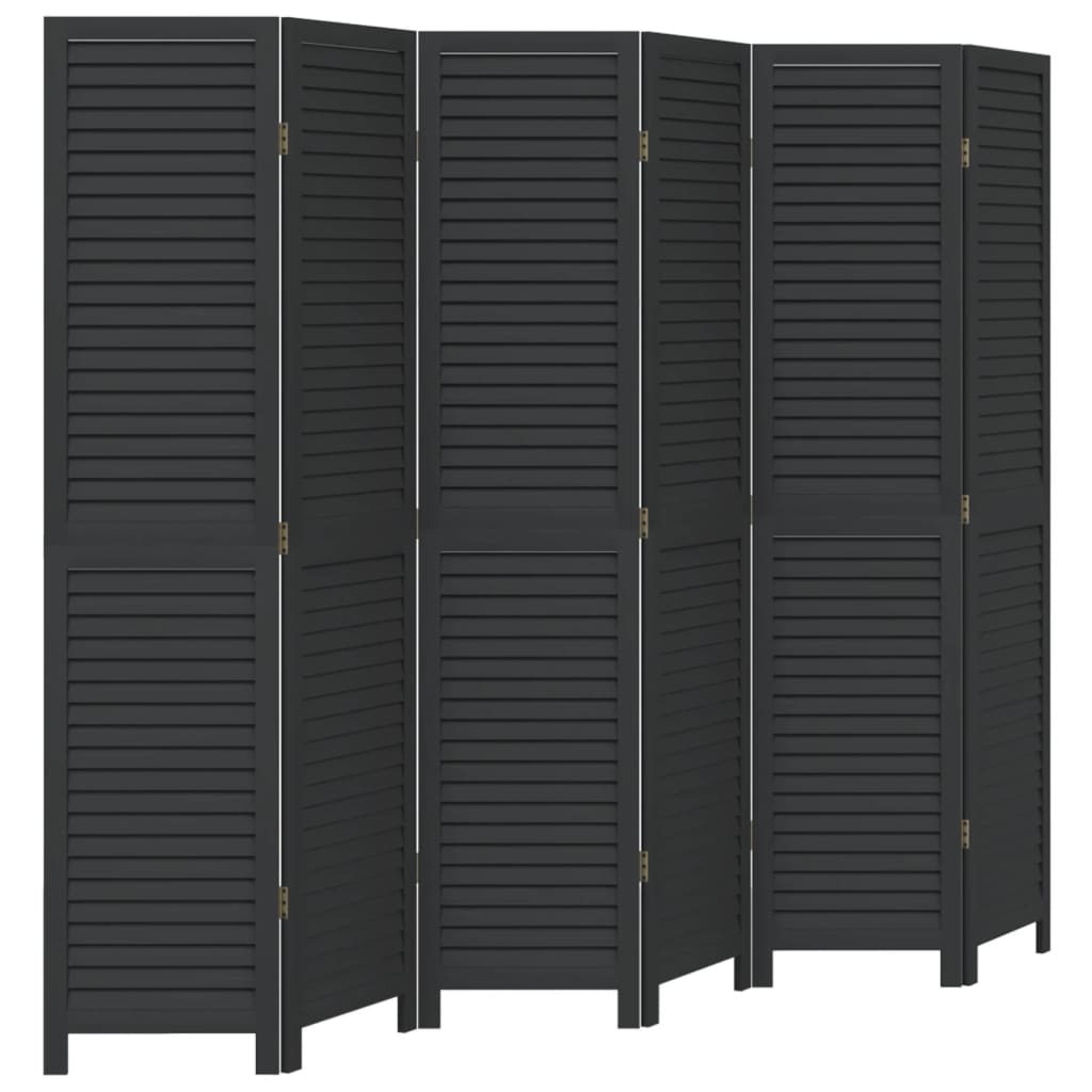 8721012075542_a_en_hd_1 vidaXL Room Divider 6 Panels Black Solid Wood Paulownia - Image 2