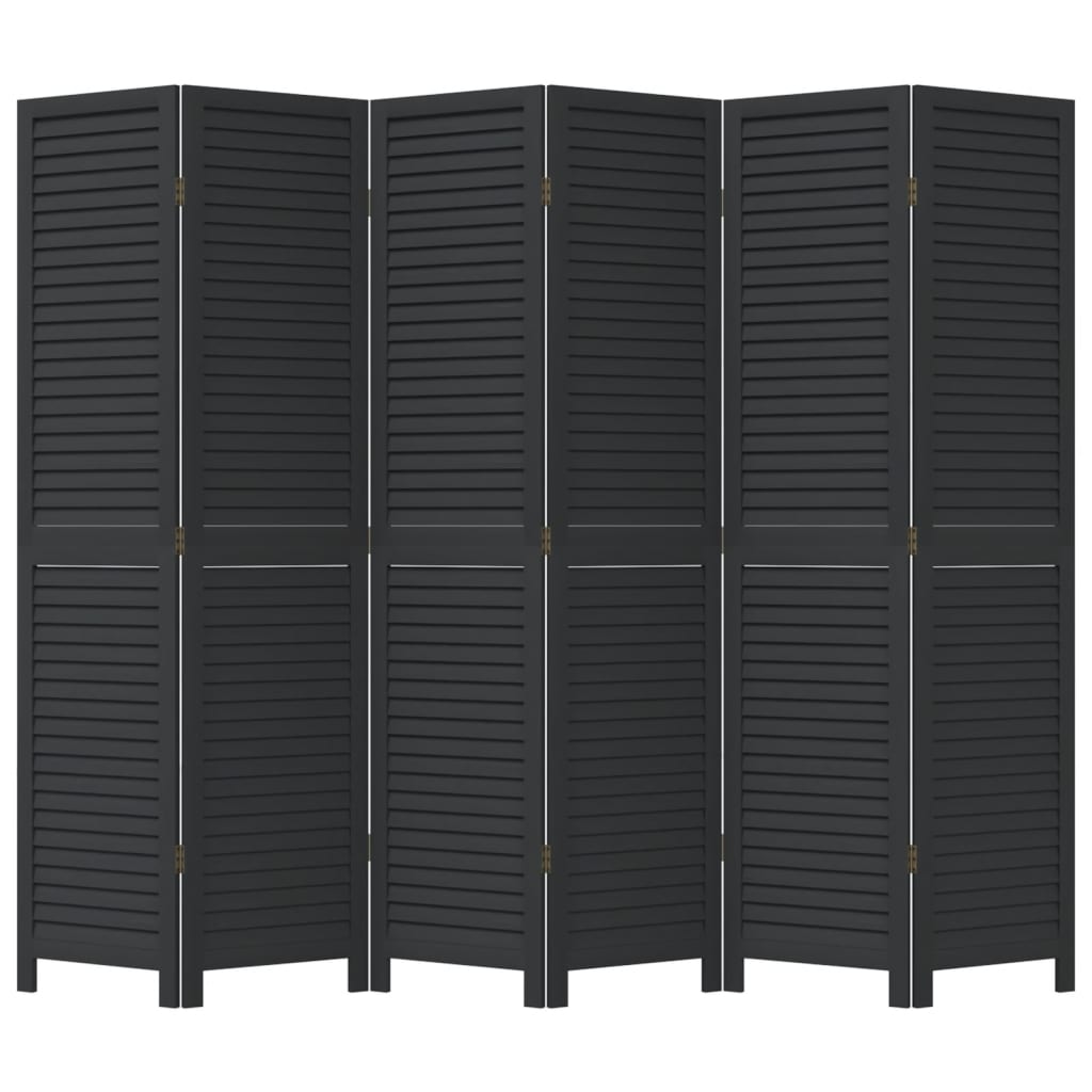 8721012075542_g_en_hd_2 vidaXL Room Divider 6 Panels Black Solid Wood Paulownia - Image 4