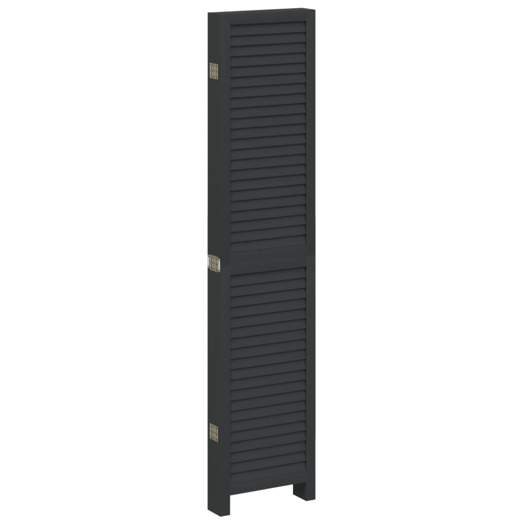 8721012075542_g_en_hd_3 vidaXL Room Divider 6 Panels Black Solid Wood Paulownia - Image 5