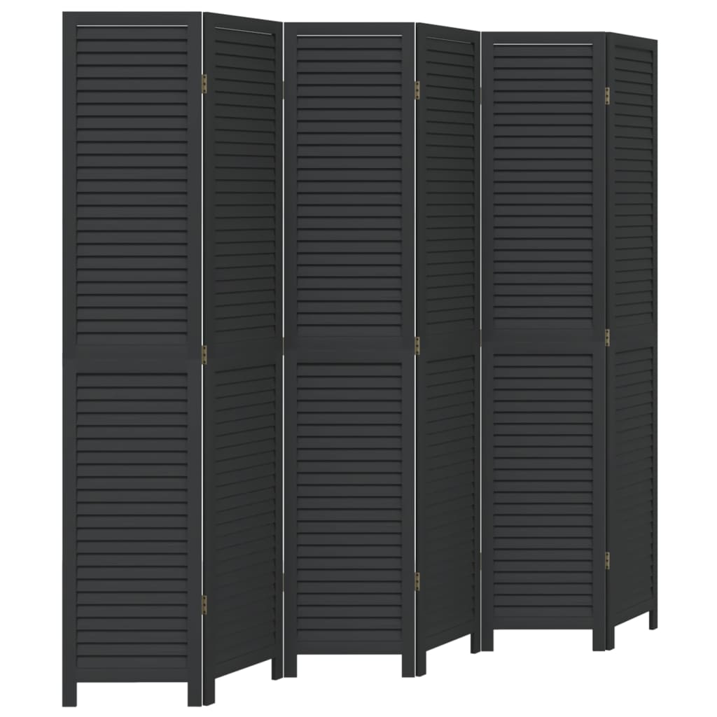 8721012075559_a_en_hd_1 vidaXL Room Divider 6 Panels Black Solid Wood Paulownia - Image 2