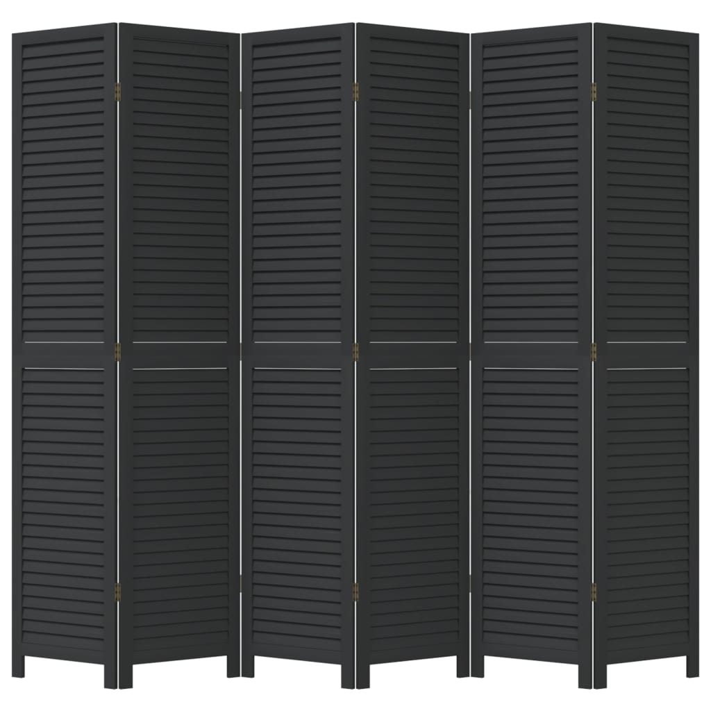 8721012075559_g_en_hd_2 vidaXL Room Divider 6 Panels Black Solid Wood Paulownia - Image 4
