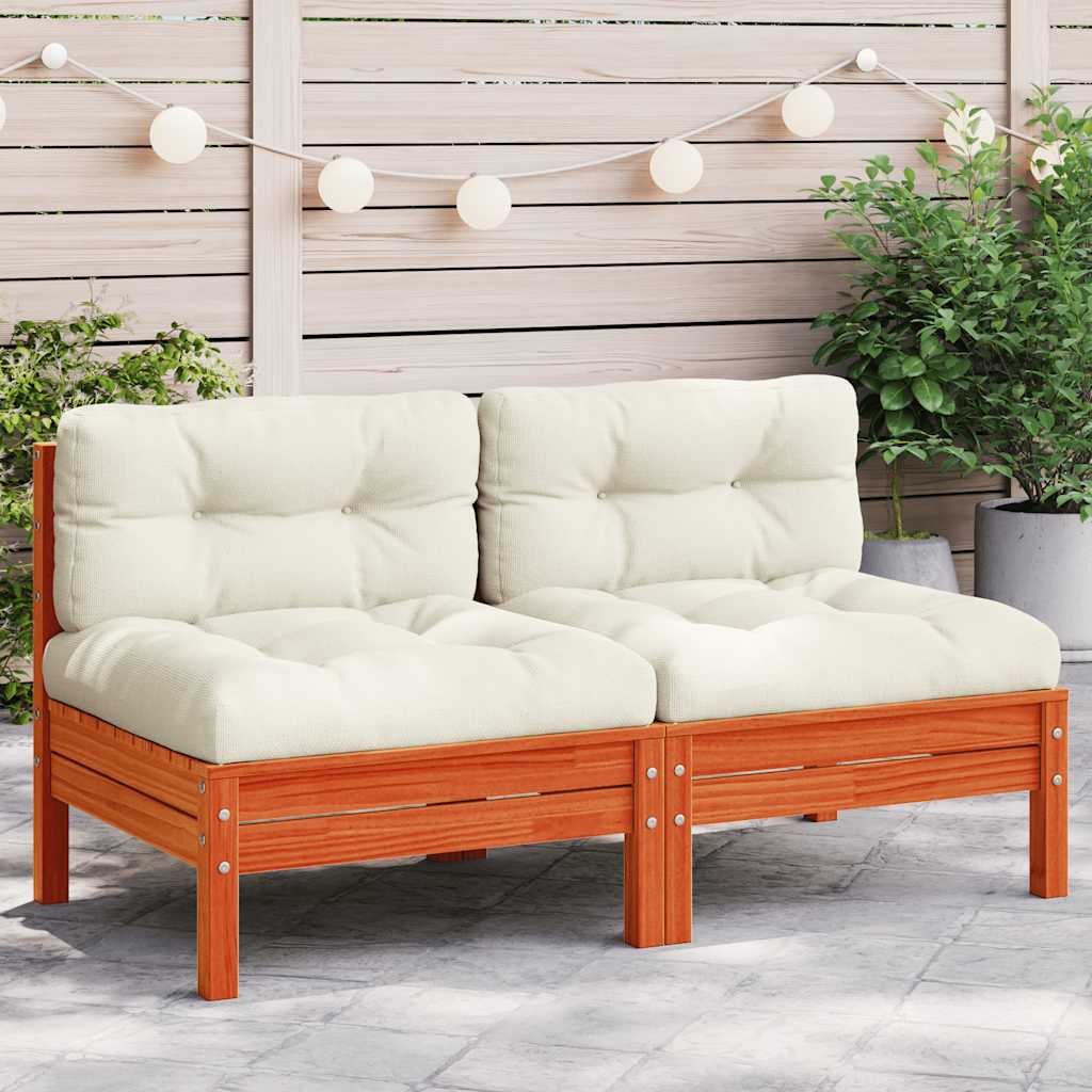 8721012079076_m_en_hd_1 vidaXL Garden Sofa Armless with Cushions 2 pcs Wax Brown Solid Wood Pine - Image 1