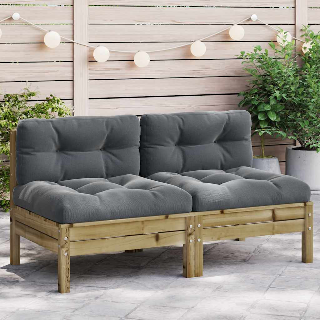 8721012079090_m_en_hd_1 vidaXL Garden Sofa Armless with Cushions 2 pcs Impregnated Wood Pine - Image 1