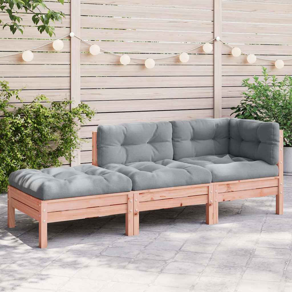 vidaXL Garden Sofa with Cushions and Footstool 3-Seater
