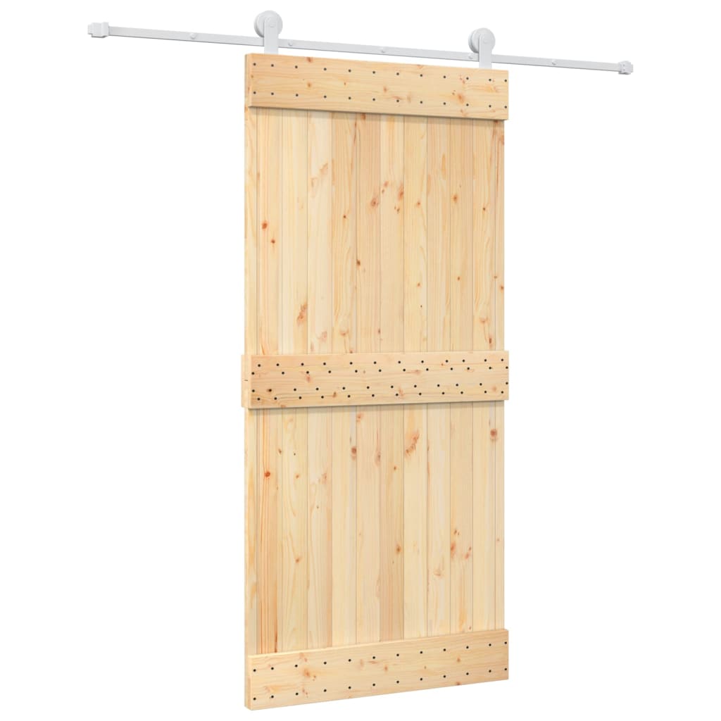 8721012081635_a_en_hd_1 vidaXL Sliding Door with Hardware Set 95x210 cm Solid Wood Pine - Image 2