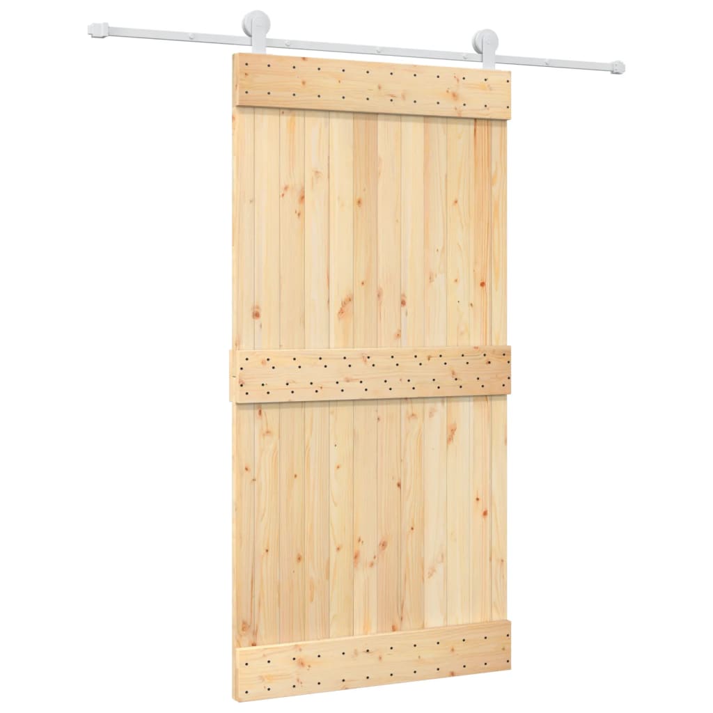 8721012081642_a_en_hd_1 vidaXL Sliding Door with Hardware Set 100x210 cm Solid Wood Pine - Image 2