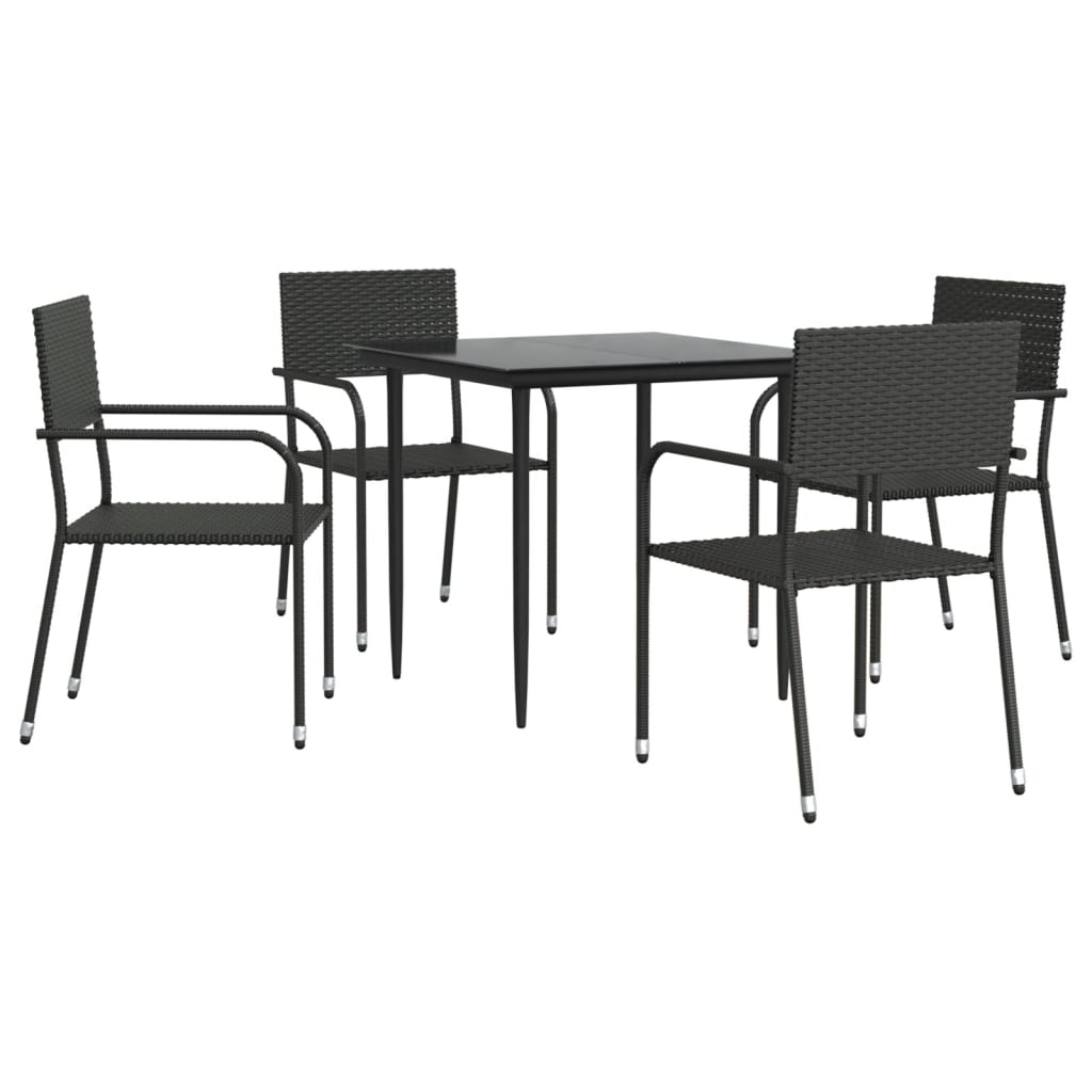 8721012085756_a_en_hd_1 vidaXL 5 Piece Garden Dining Set Black Poly Rattan and Steel - Image 2