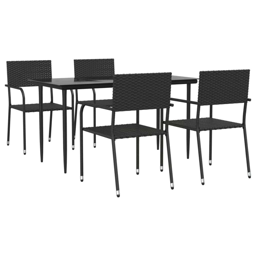 8721012085763_a_en_hd_1 vidaXL 5 Piece Garden Dining Set Black Poly Rattan and Steel - Image 2