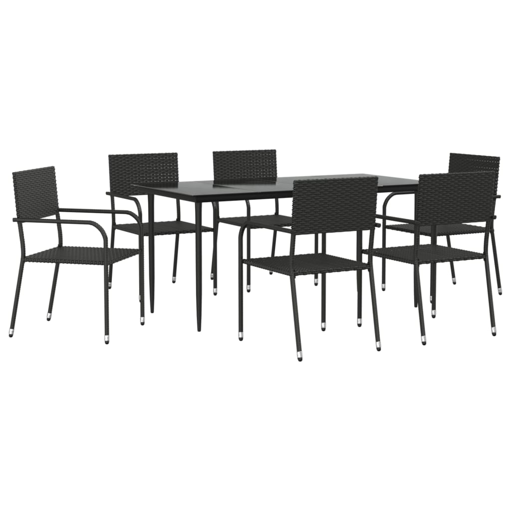 8721012085794_a_en_hd_1 vidaXL 7 Piece Garden Dining Set Black Poly Rattan and Steel - Image 2