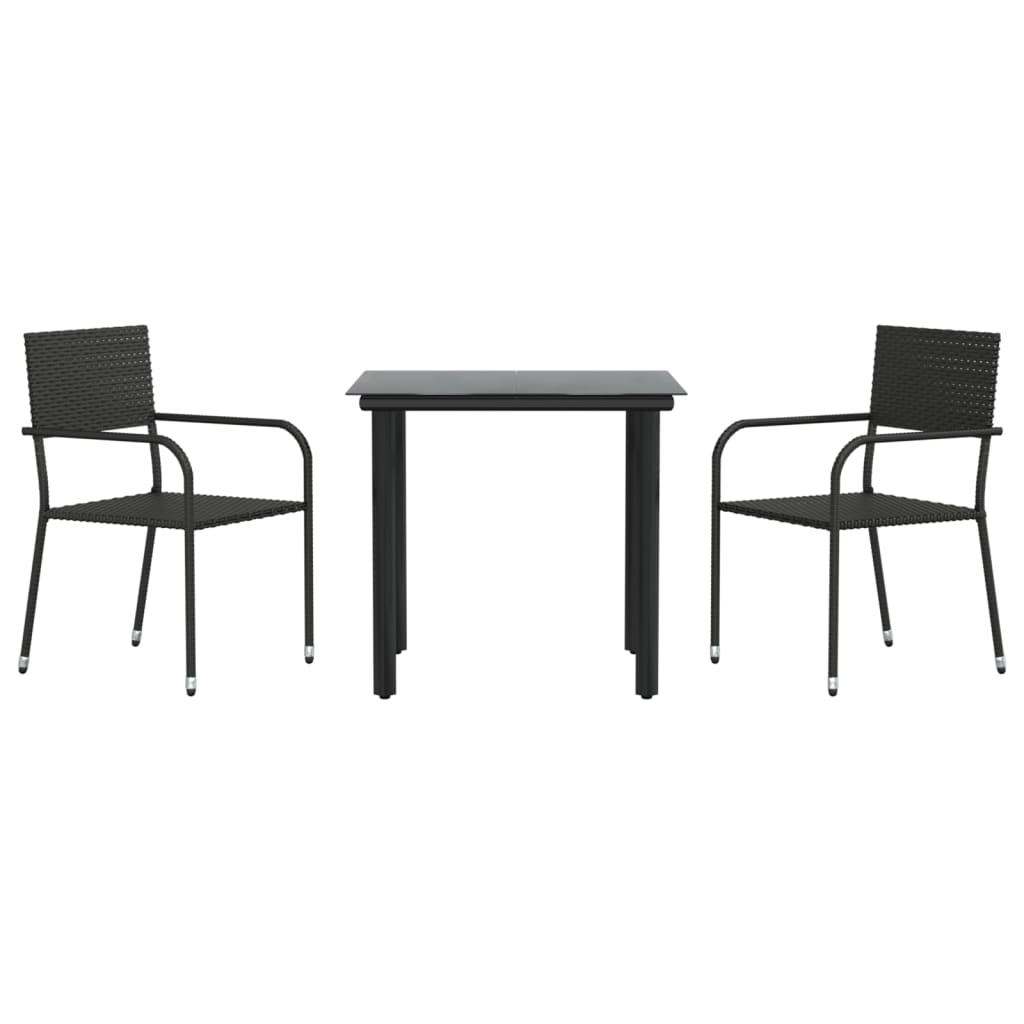 8721012085824_a_en_hd_1 vidaXL 3 Piece Garden Dining Set Black Poly Rattan and Steel - Image 2