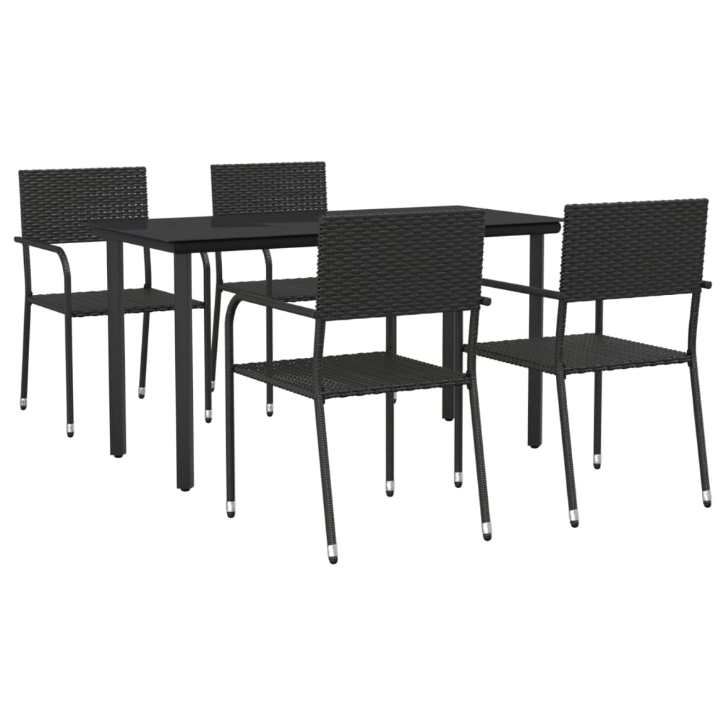 8721012085848_a_en_hd_1 vidaXL 5 Piece Garden Dining Set Black Poly Rattan and Steel - Image 2