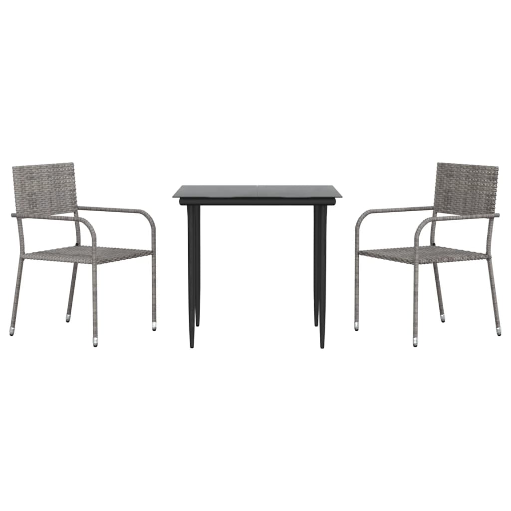 8721012085909_a_en_hd_1 vidaXL 3 Piece Garden Dining Set Grey and Black Poly Rattan and Steel - Image 2