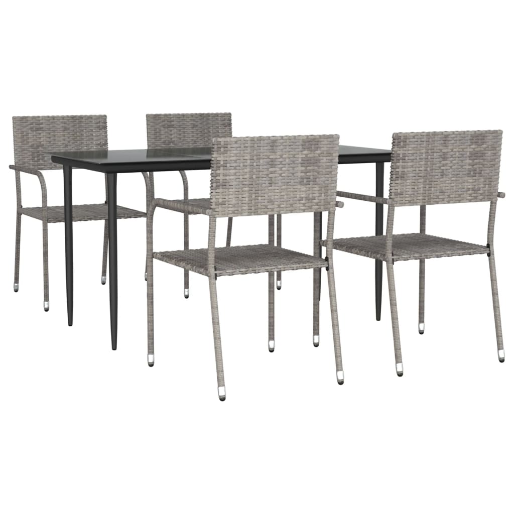 8721012085923_a_en_hd_1 vidaXL 5 Piece Garden Dining Set Grey and Black Poly Rattan and Steel - Image 2