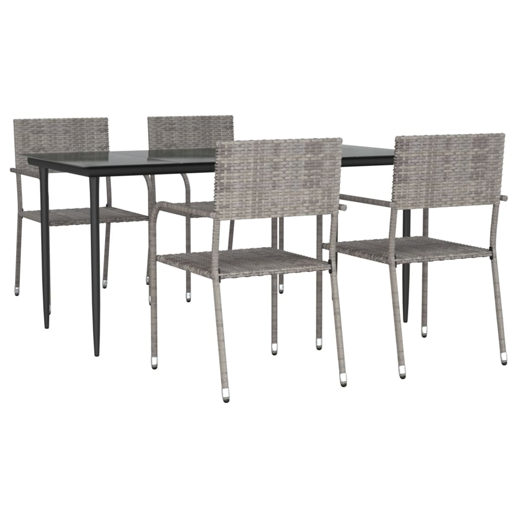 8721012085947_a_en_hd_1 vidaXL 5 Piece Garden Dining Set Grey and Black Poly Rattan and Steel - Image 2