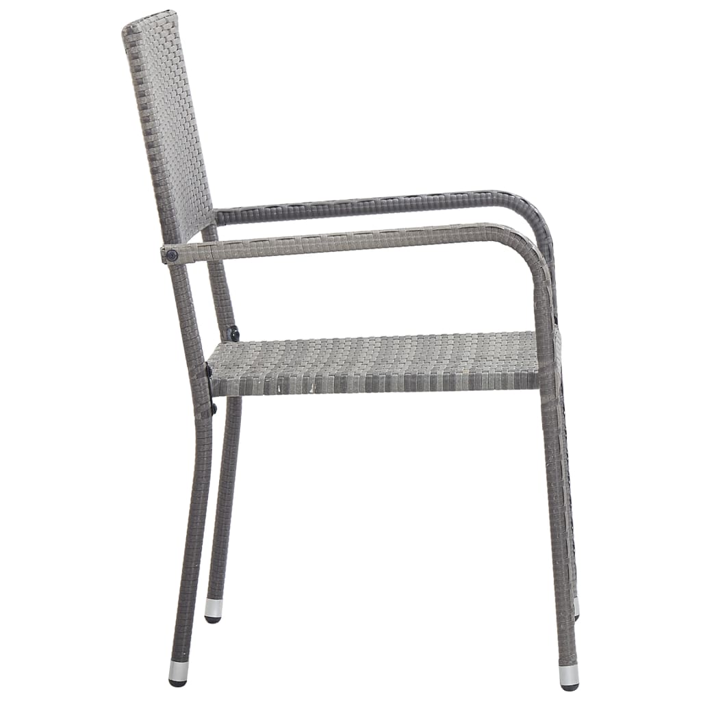 8721012085947_g_en_hd_4 vidaXL 5 Piece Garden Dining Set Grey and Black Poly Rattan and Steel - Image 6
