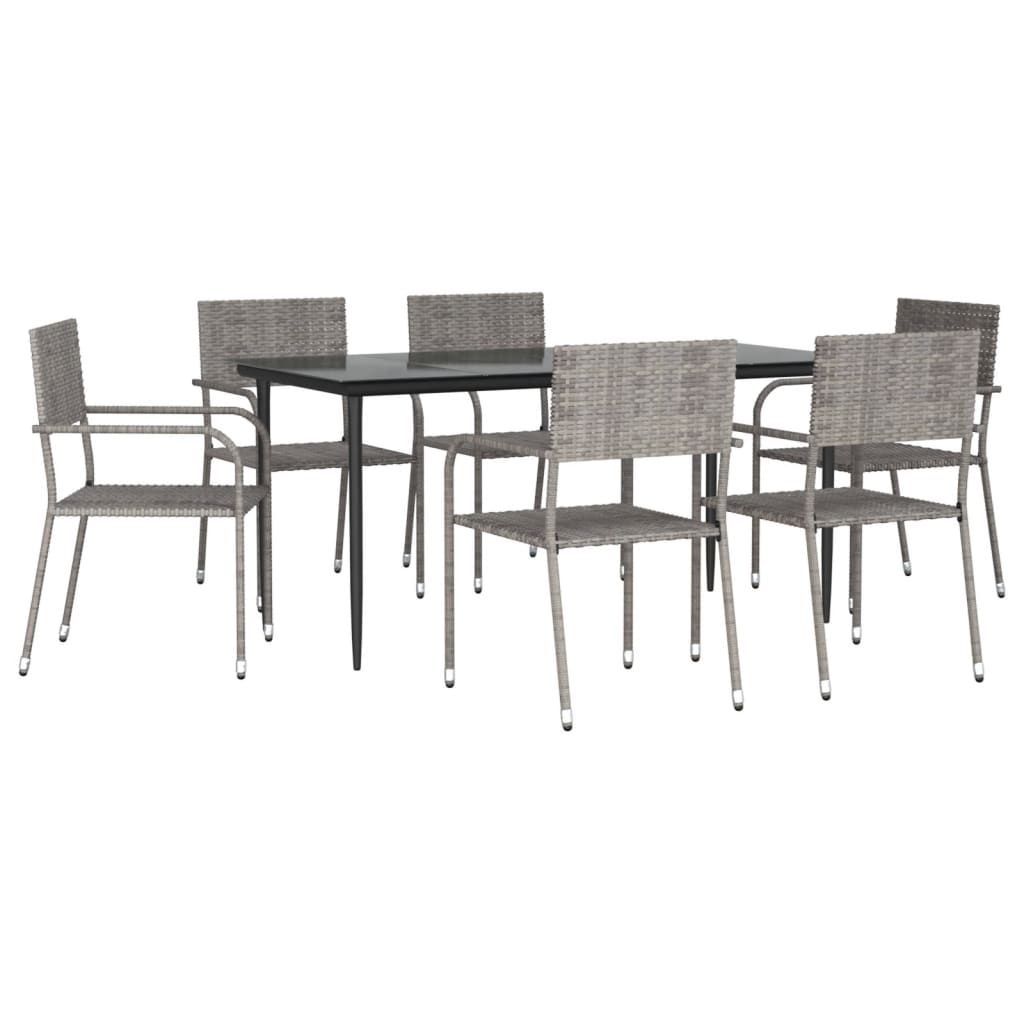 8721012085954_a_en_hd_1 vidaXL 7 Piece Garden Dining Set Grey and Black Poly Rattan and Steel - Image 2