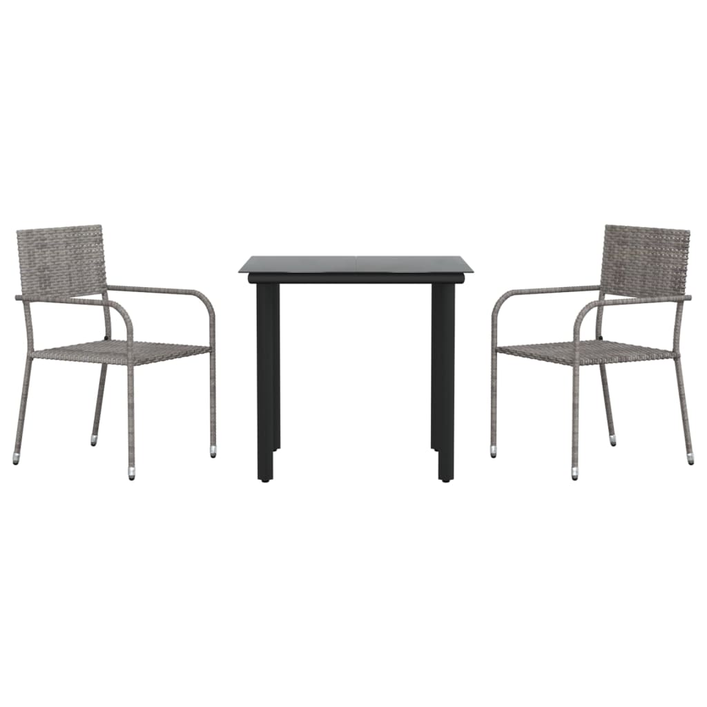 8721012085985_a_en_hd_1 vidaXL 3 Piece Garden Dining Set Grey and Black Poly Rattan and Steel - Image 2