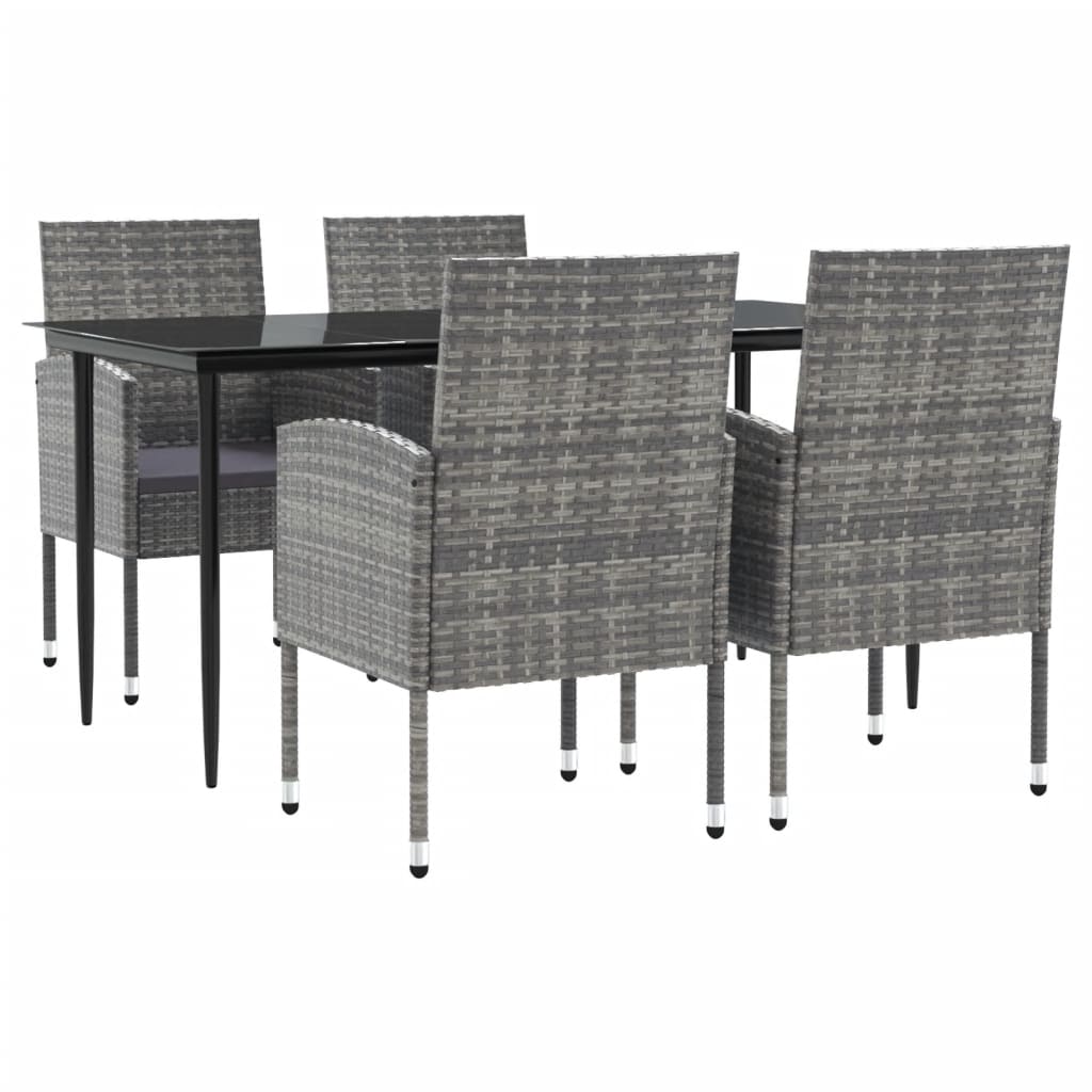 8721012086265_a_en_hd_1 vidaXL 5 Piece Garden Dining Set Grey and Black Poly Rattan and Steel - Image 2