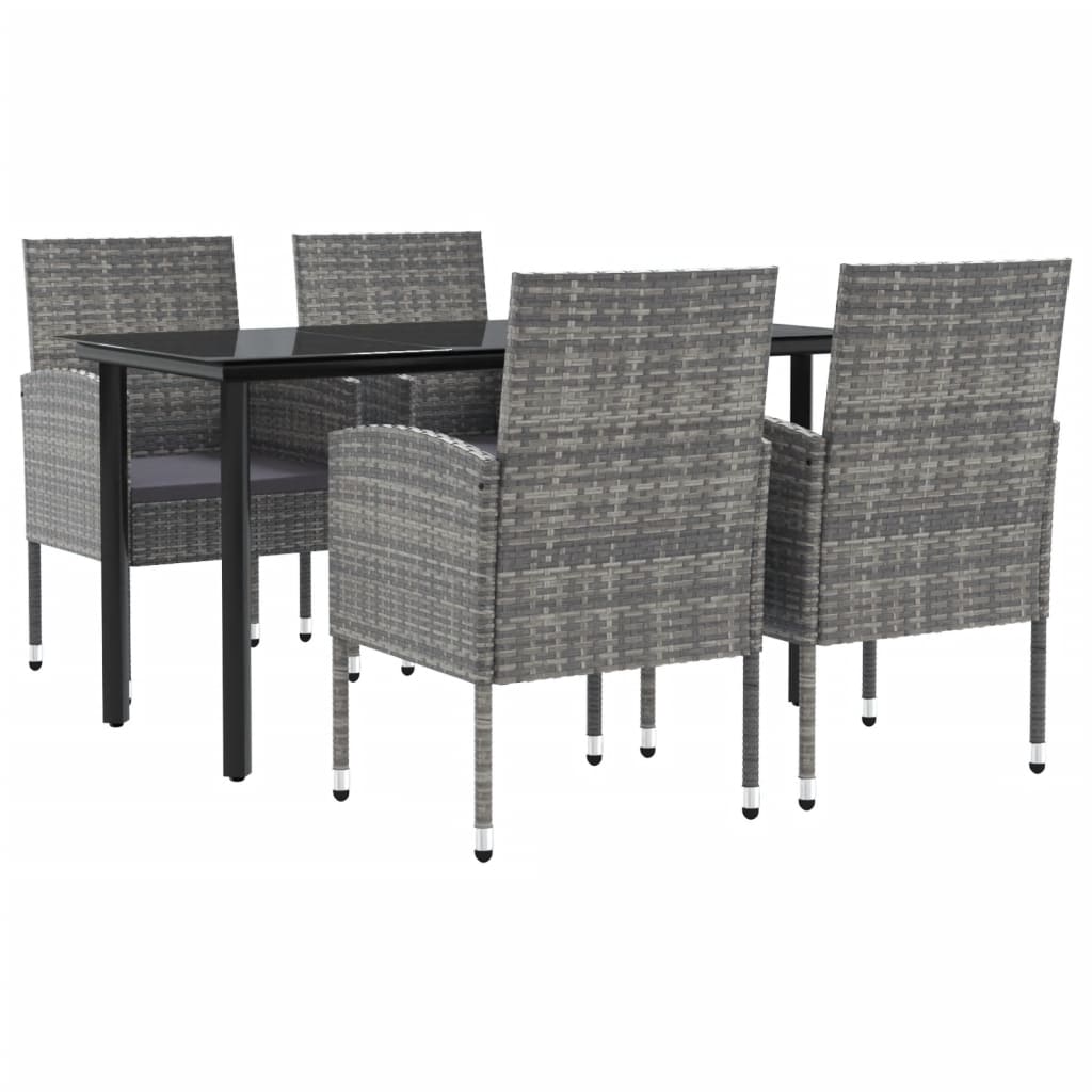 8721012086326_a_en_hd_1 vidaXL 5 Piece Garden Dining Set Grey and Black Poly Rattan and Steel - Image 2