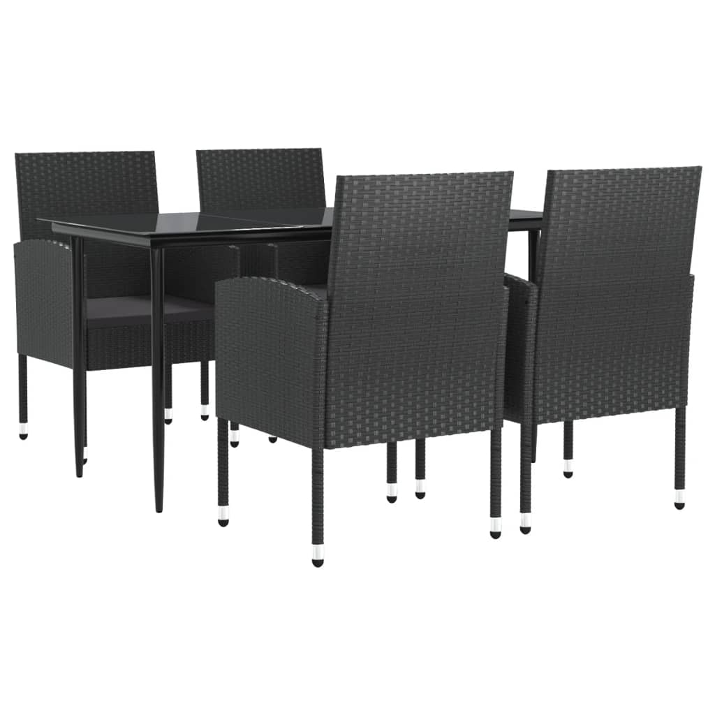 8721012086401_a_en_hd_1 vidaXL 5 Piece Garden Dining Set Black Poly Rattan and Steel - Image 2