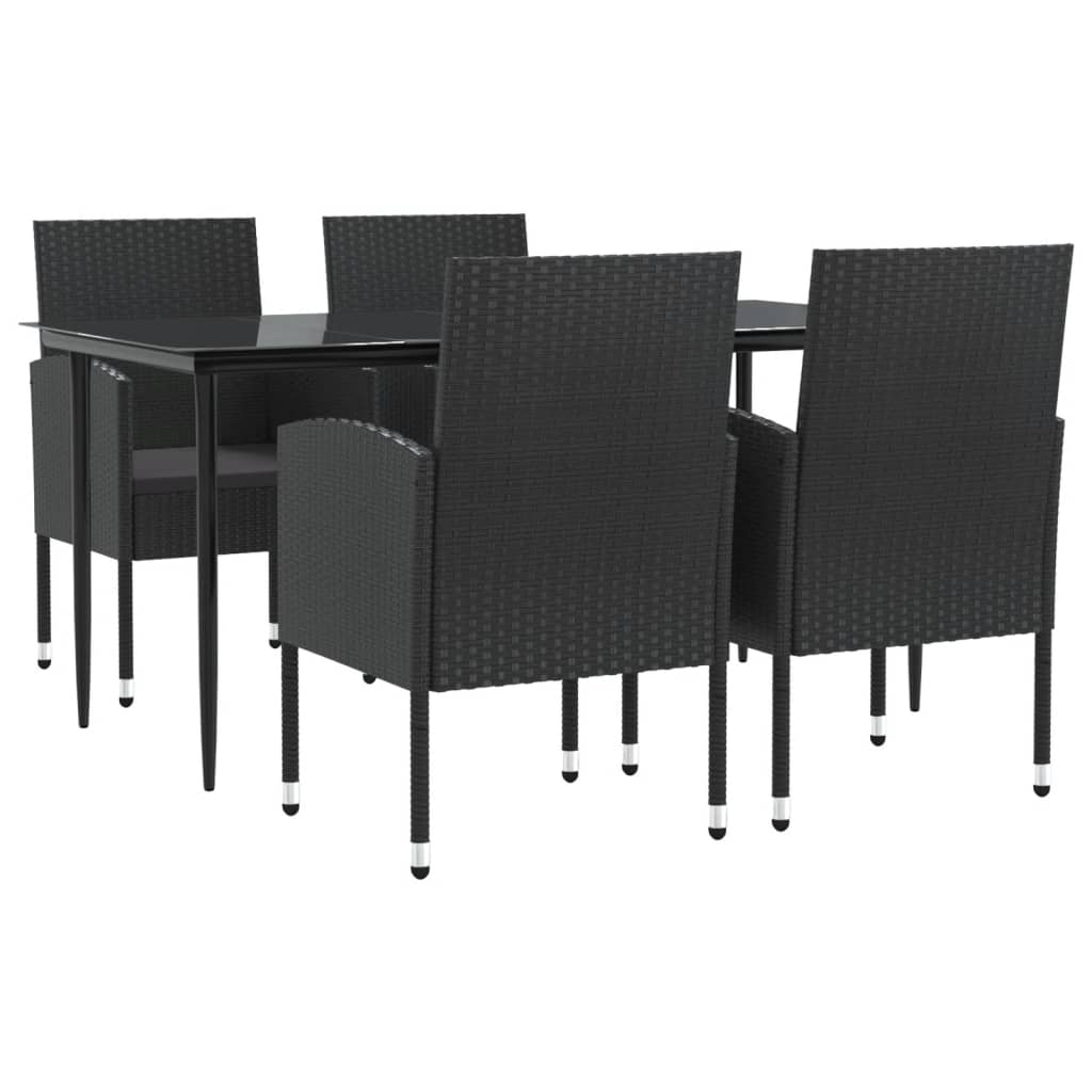 8721012086425_a_en_hd_1 vidaXL 5 Piece Garden Dining Set Black Poly Rattan and Steel - Image 2