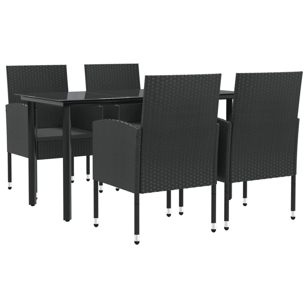 8721012086487_a_en_hd_1 vidaXL 5 Piece Garden Dining Set Black Poly Rattan and Steel - Image 2