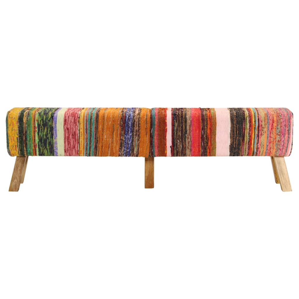 8721012086630_g_en_hd_1 vidaXL Bench Multicolour 160 cm Chindi Fabric and Solid Wood Mango - Image 2