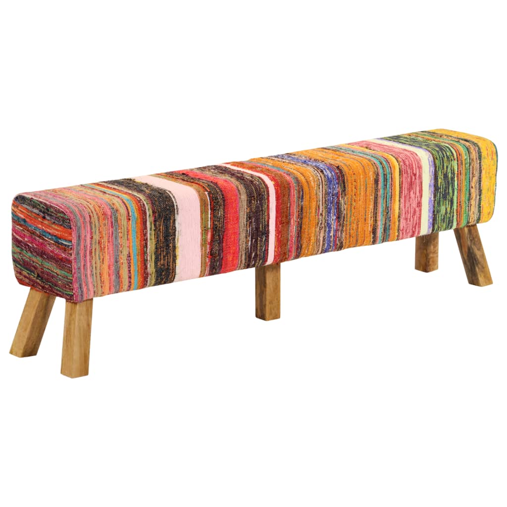 8721012086630_g_en_hd_8 vidaXL Bench Multicolour 160 cm Chindi Fabric and Solid Wood Mango - Image 9