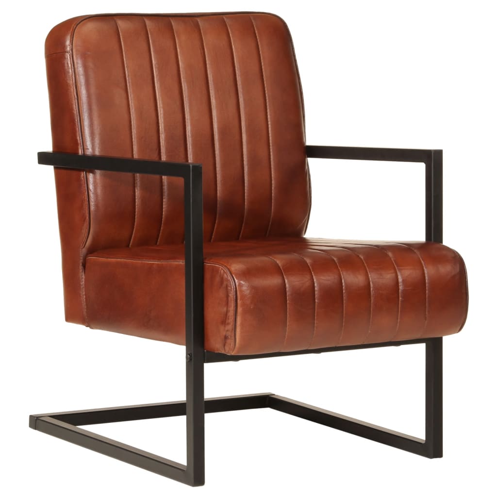 vidaXL Sofa Chair Brown Real Leather