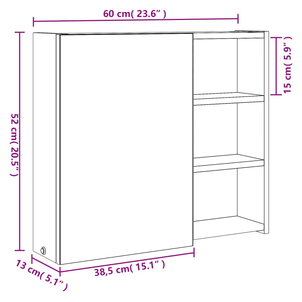 8721012107045_g_en_hd_10 vidaXL Bathroom Mirror Cabinet with LED Light White 60x13x52 cm - Image 12