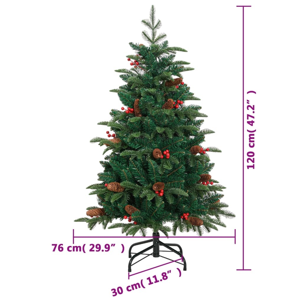 8721012117860_g_en_hd_8 vidaXL Artificial Hinged Christmas Tree with Cones and Berries 120 cm - Image 9
