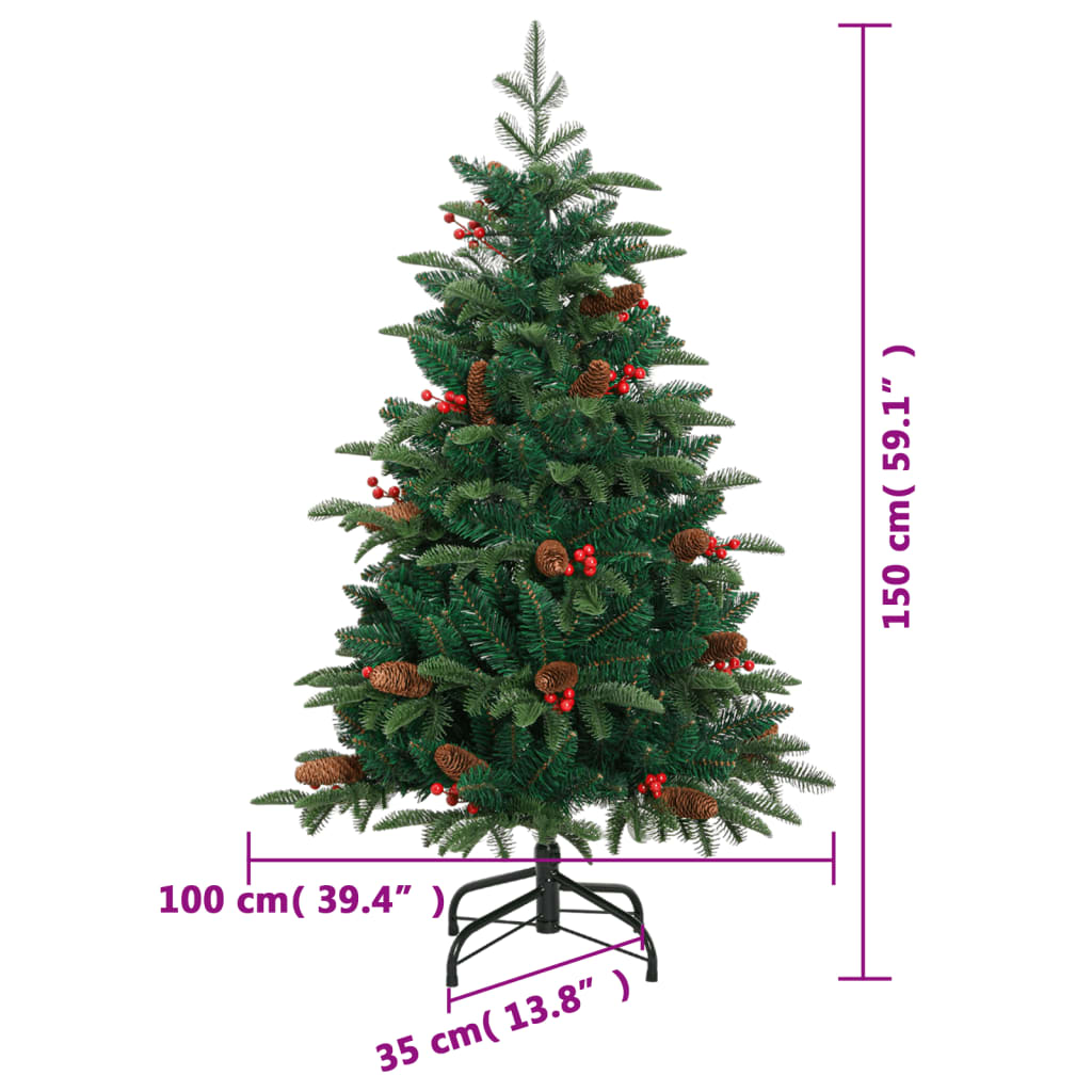 8721012117877_g_en_hd_8 vidaXL Artificial Hinged Christmas Tree with Cones and Berries 150 cm - Image 9