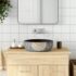 vidaXL Countertop Basin Black and Brown Round Φ41x14 cm Ceramic